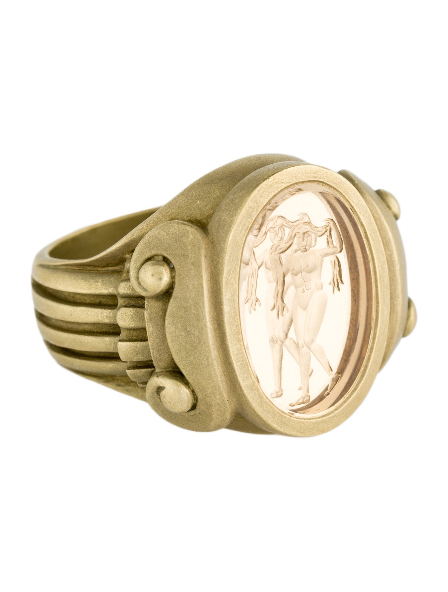 Kieselstein-Cord Vintage 18K Quartz Intaglio Female Figure Ring