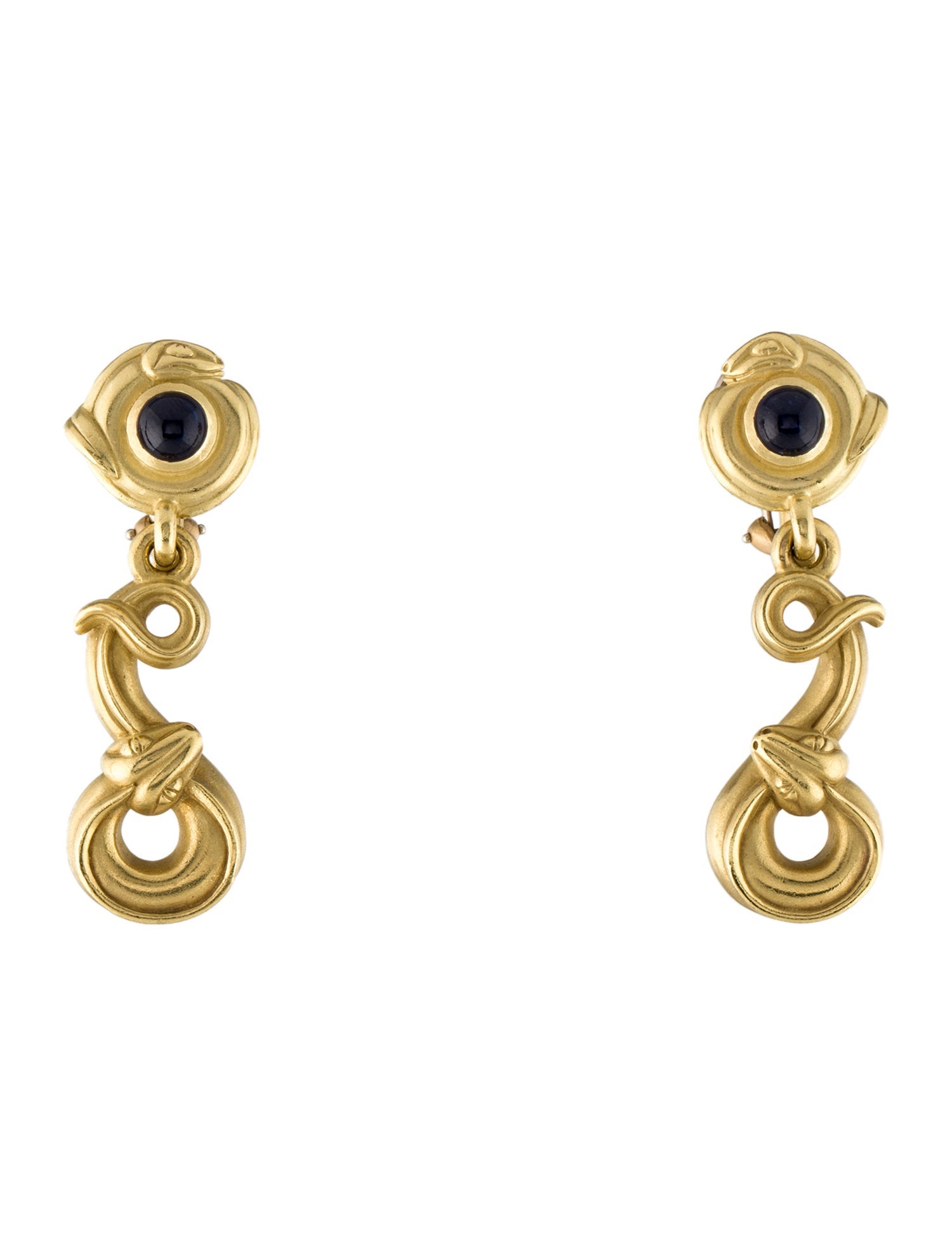 Kieselstein-Cord Vintage 18K Sapphire Serpent Earclip Drop Earrings