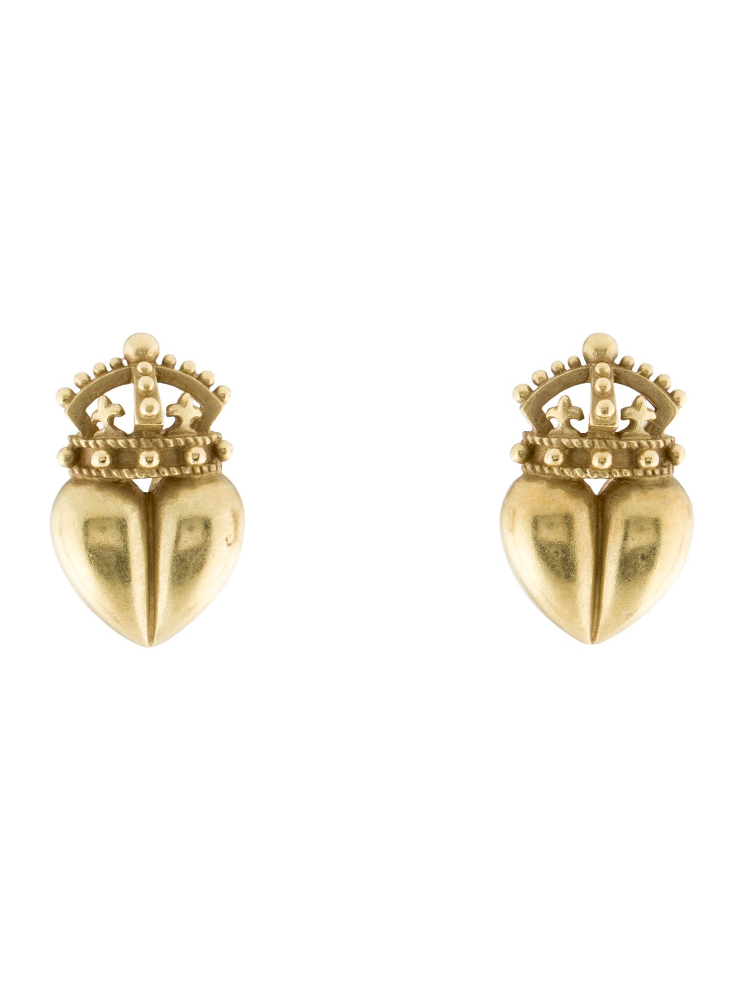 Kieselstein-Cord 18K Crown Heart Earclips