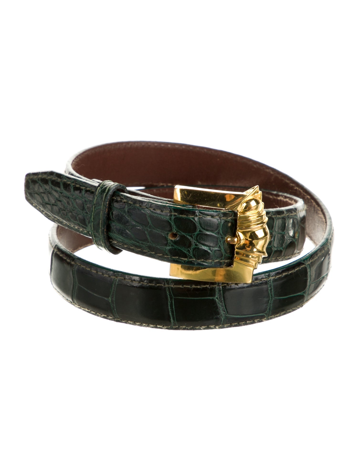 Kieselstein-Cord Skinny Alligator Waist Belt