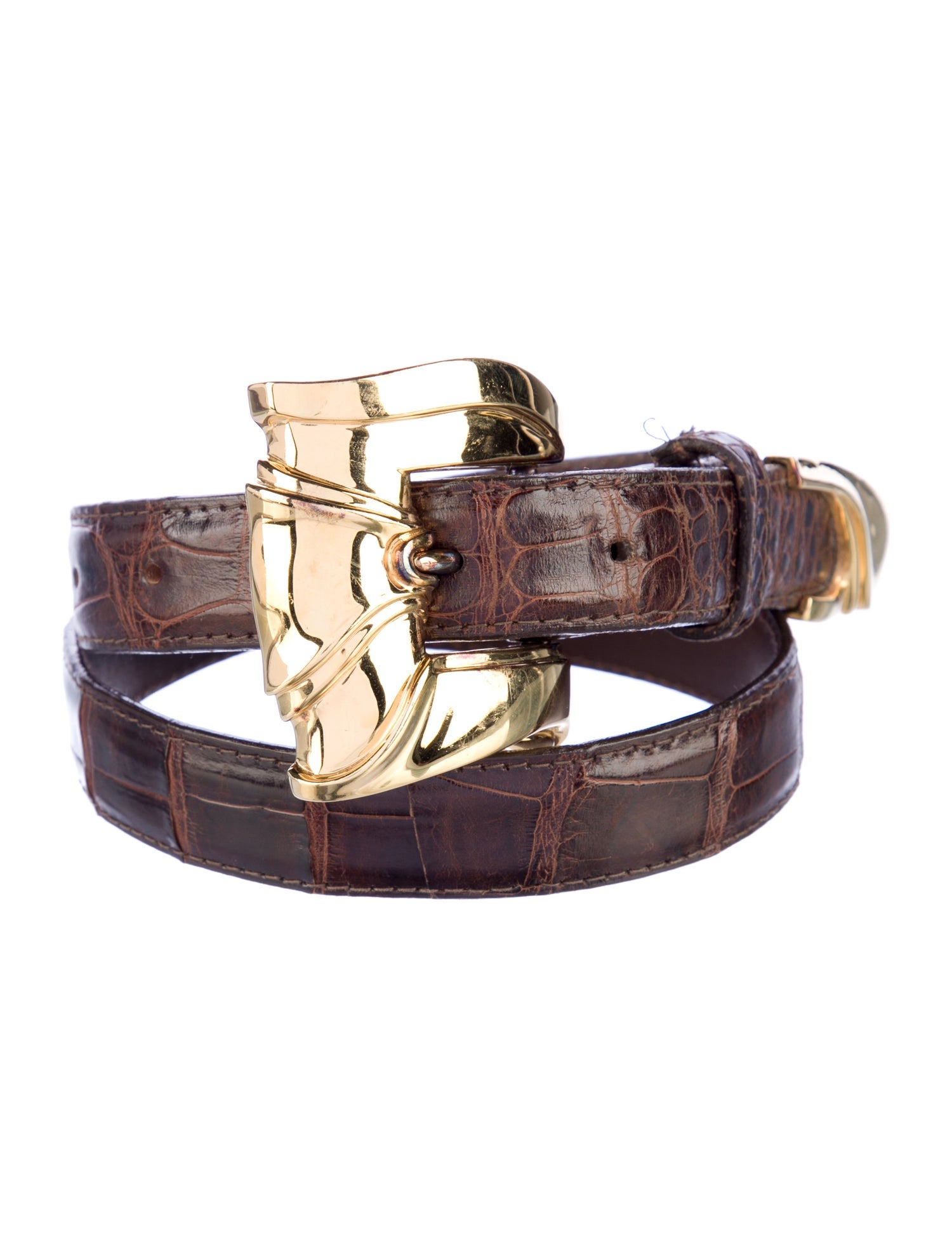 Kieselstein-Cord Skinny Alligator Waist Belt