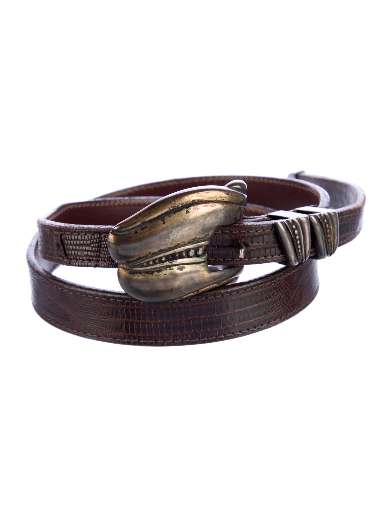 Kieselstein-Cord Skinny Alligator Waist Belt