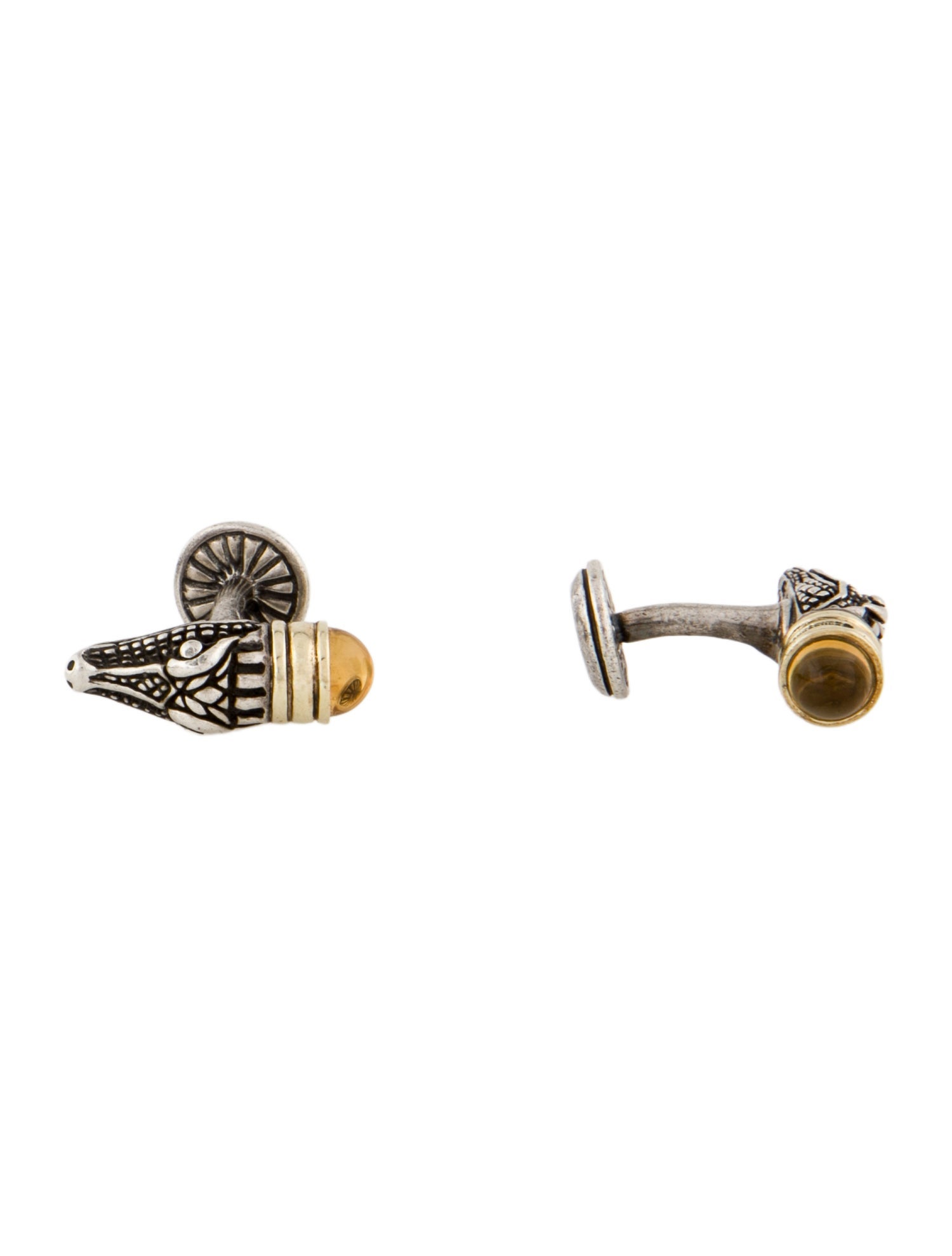 Kieselstein-Cord Citrine Alligator Cufflinks