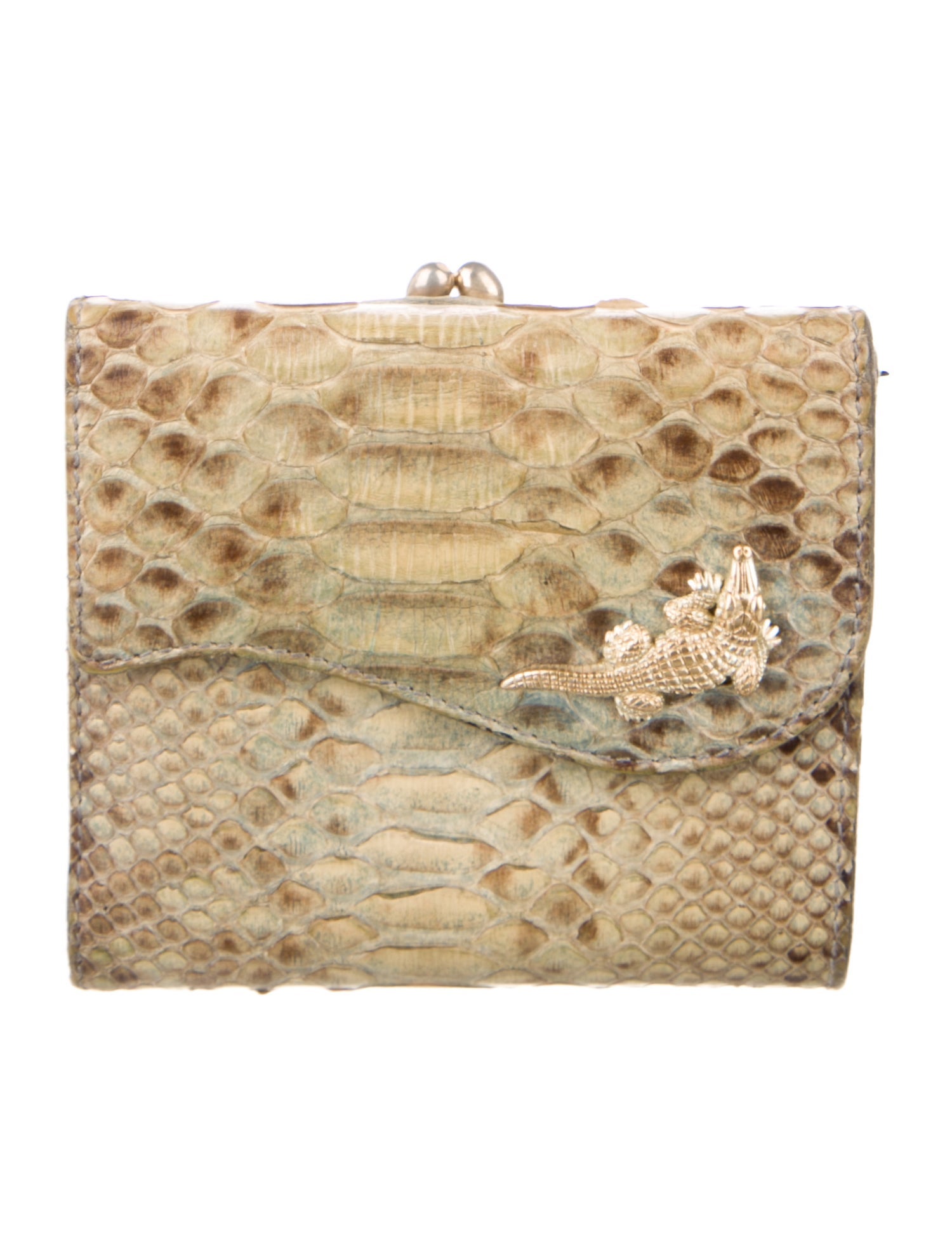 Kieselstein-Cord Leather Animal Print Compact Wallet