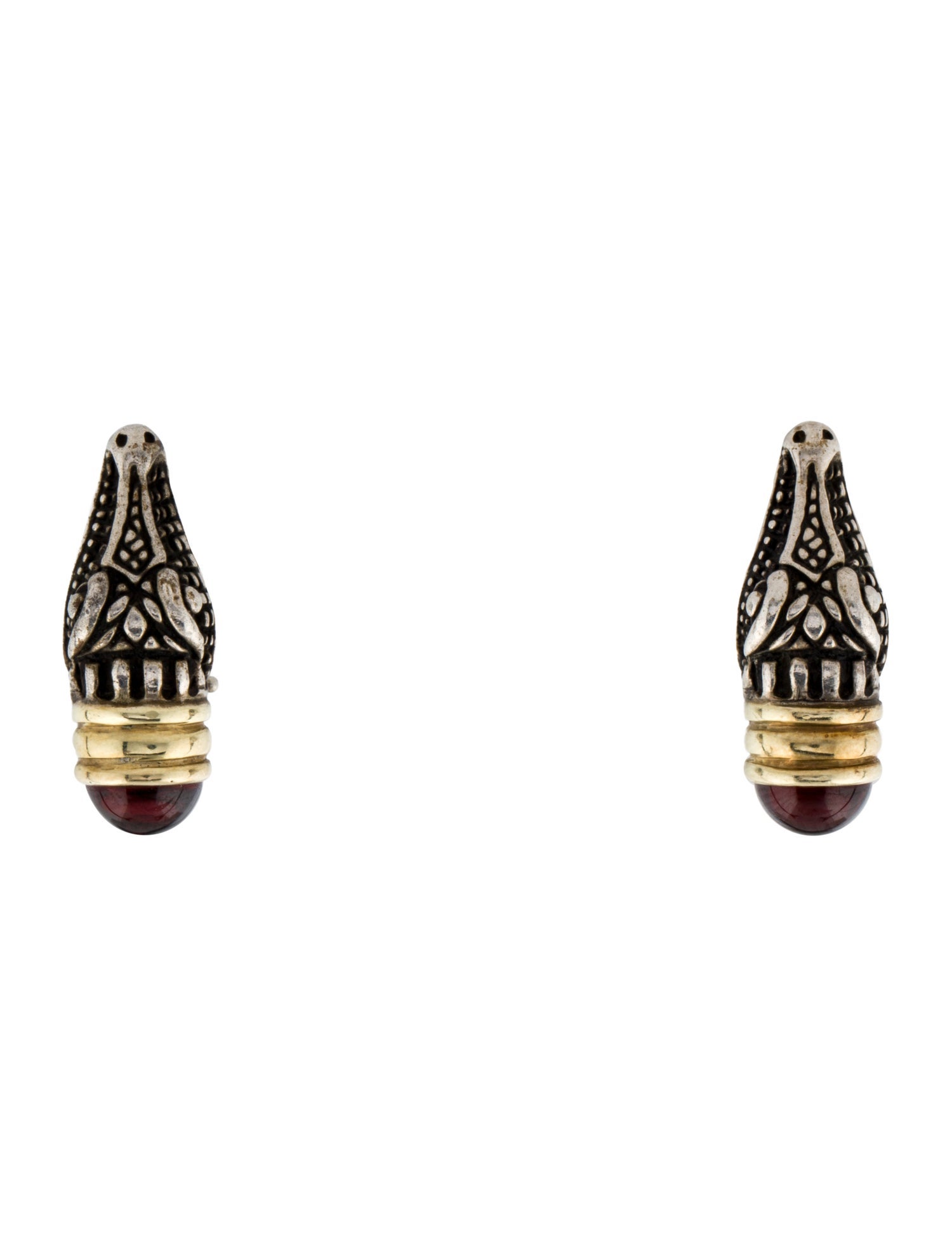 Kieselstein-Cord Vintage Garnet Two-Tone Alligator Clip-On Earrings