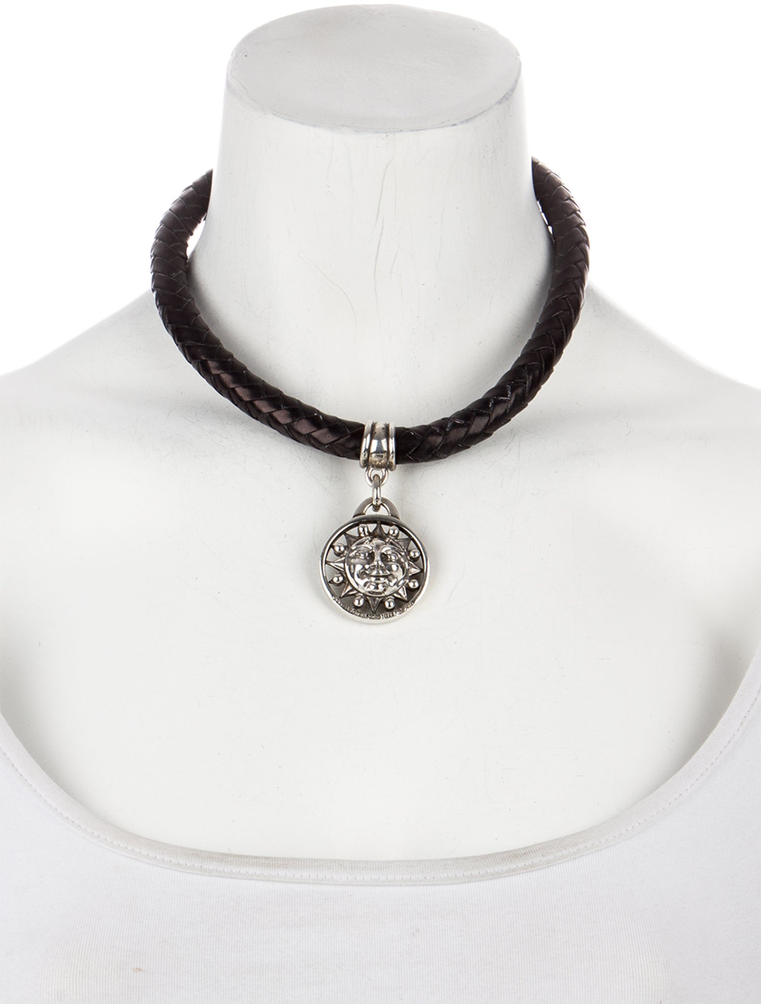Kieselstein-Cord Kieselstein-Cord Leather Braided Sun Choker Pendant Necklace