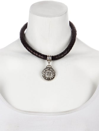 Kieselstein-Cord Kieselstein-Cord Leather Braided Sun Choker Pendant Necklace