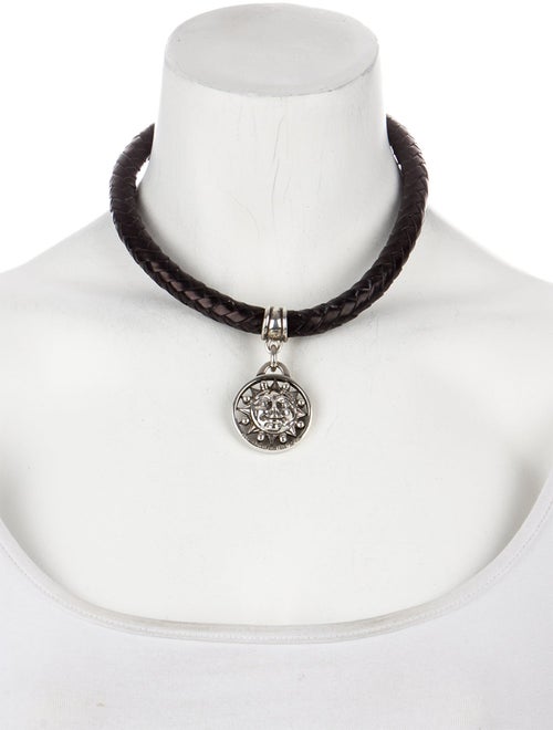 Kieselstein-Cord Kieselstein-Cord Leather Braided Sun Choker Pendant Necklace