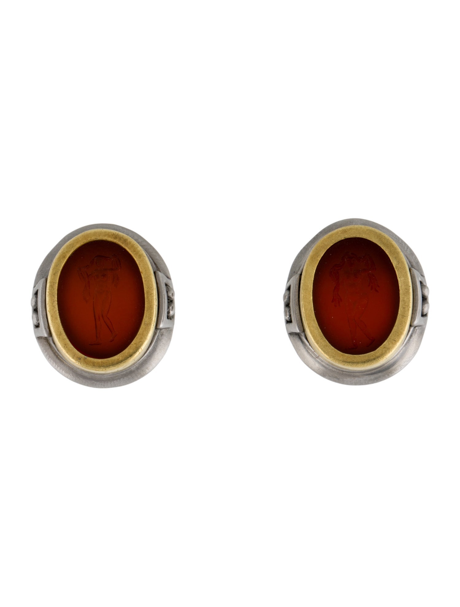 Kieselstein-Cord Carnelian Intaglio Clip-On Earrings
