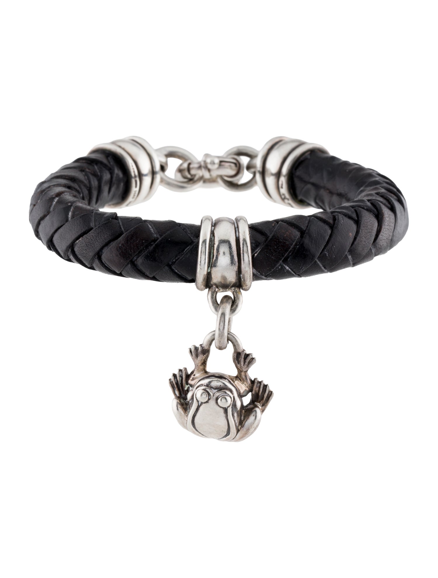 Kieselstein-Cord Vintage Leather Frog Charm Bracelet