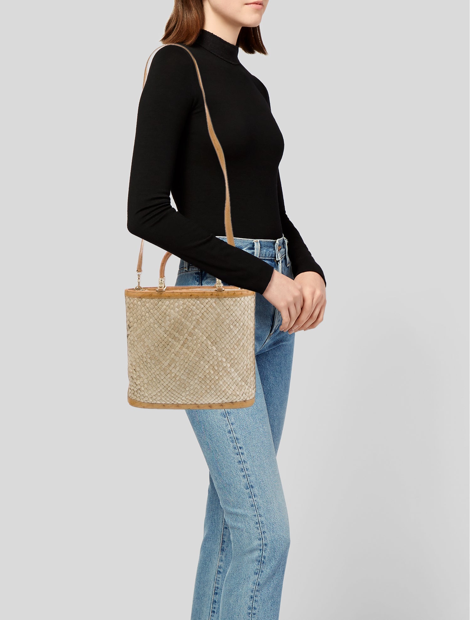 Kieselstein-Cord Raffia Top Handle Bag