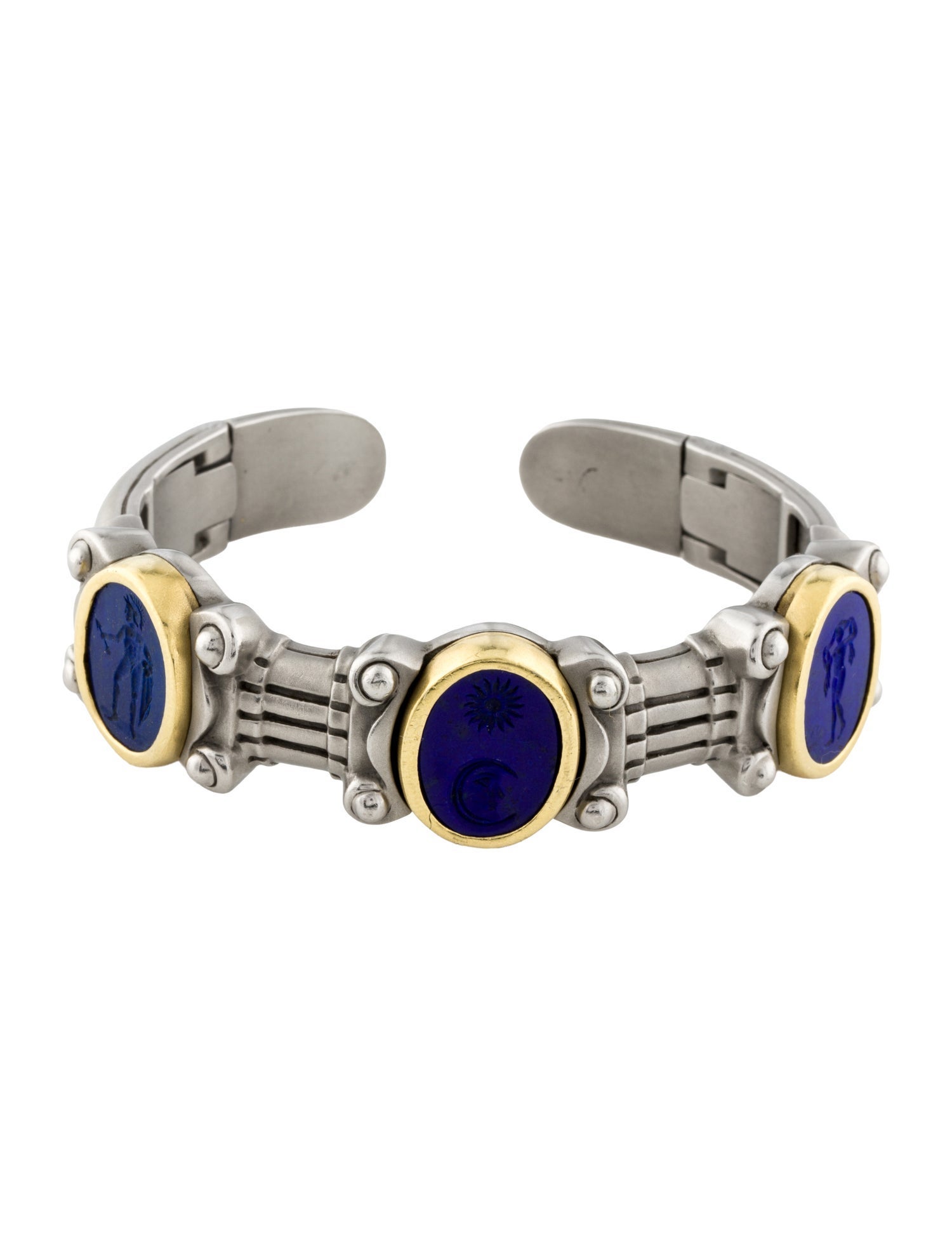 Kieselstein-Cord Vintage Lapis Lazuli Intaglio Cuff Bracelet