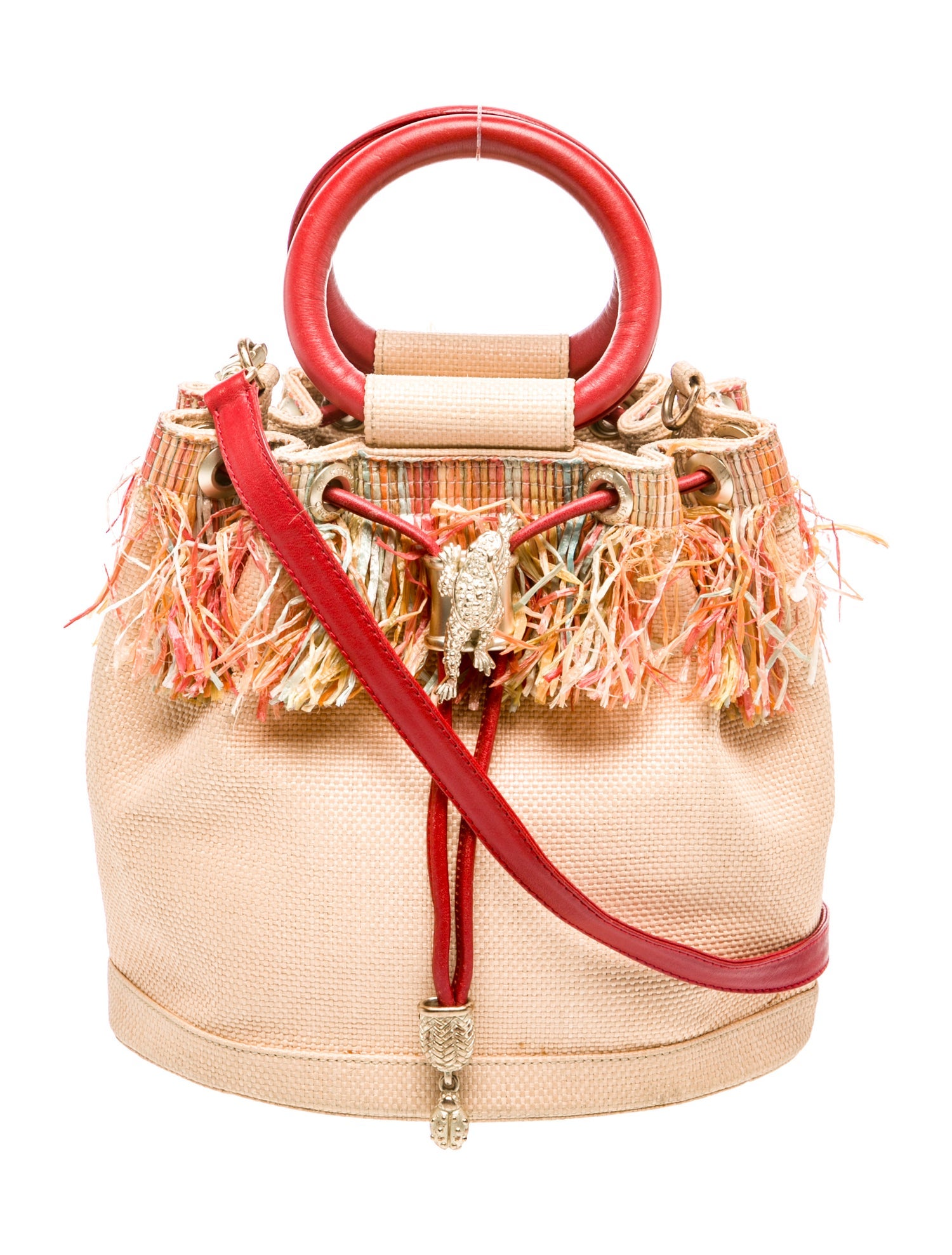 Kieselstein-Cord Straw Top Handle Bag