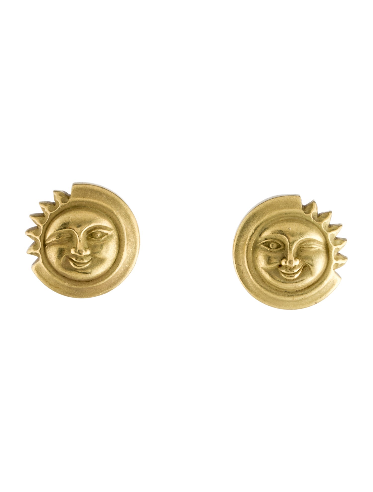 Kieselstein-Cord 18K Winking Sun Stud Earrings