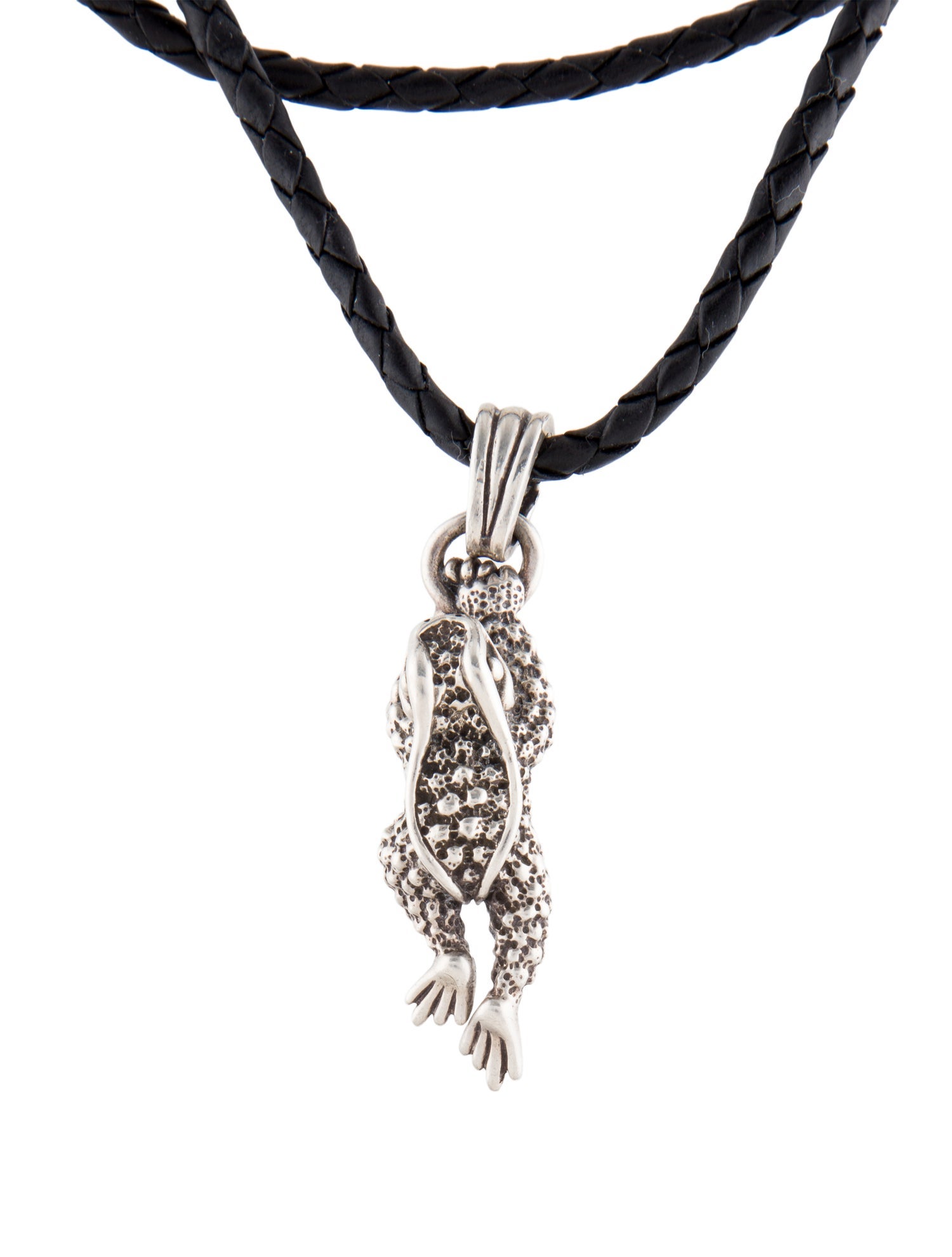 Kieselstein-Cord Leather Frog Double Strand Pendant Necklace