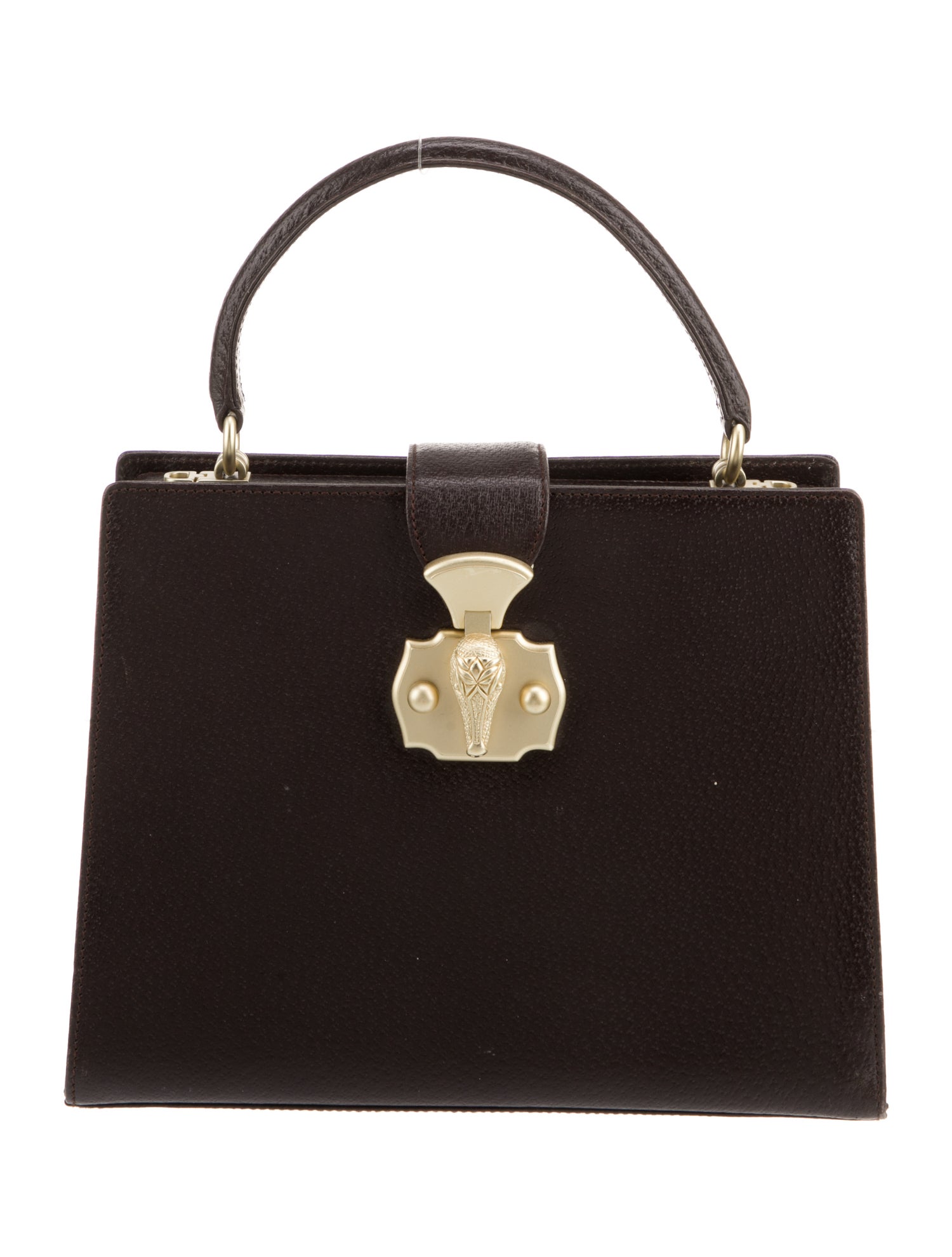 Launer London Small Leather Chain Top Handle Bag - Black Handle