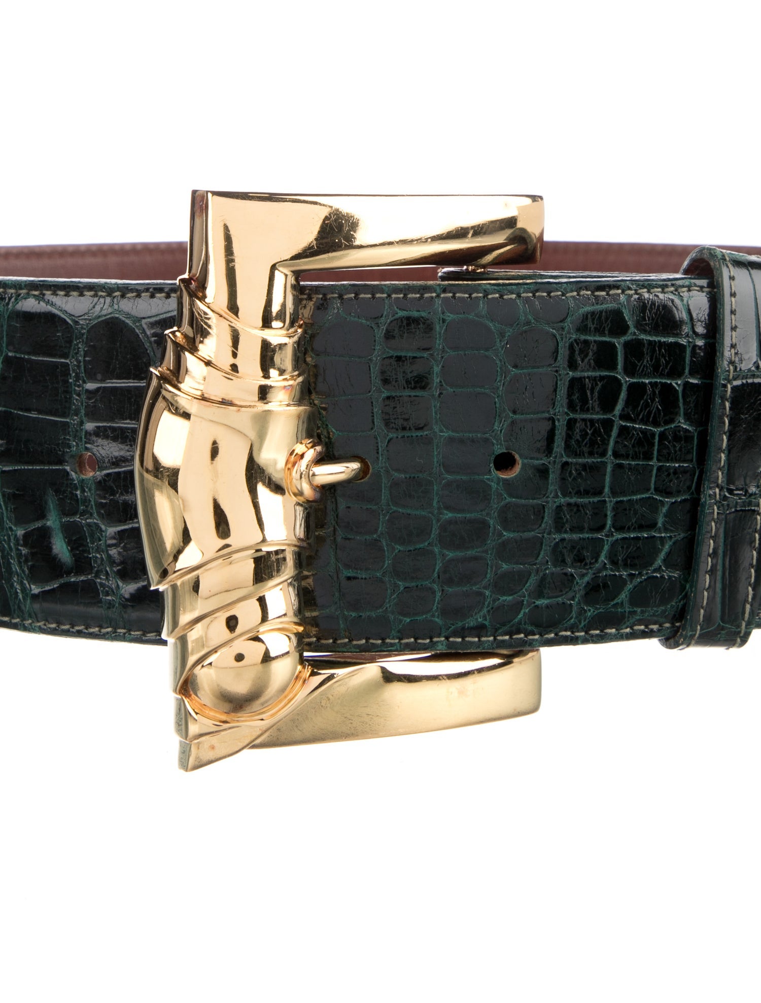 Kieselstein-Cord Wide Alligator Waist Belt