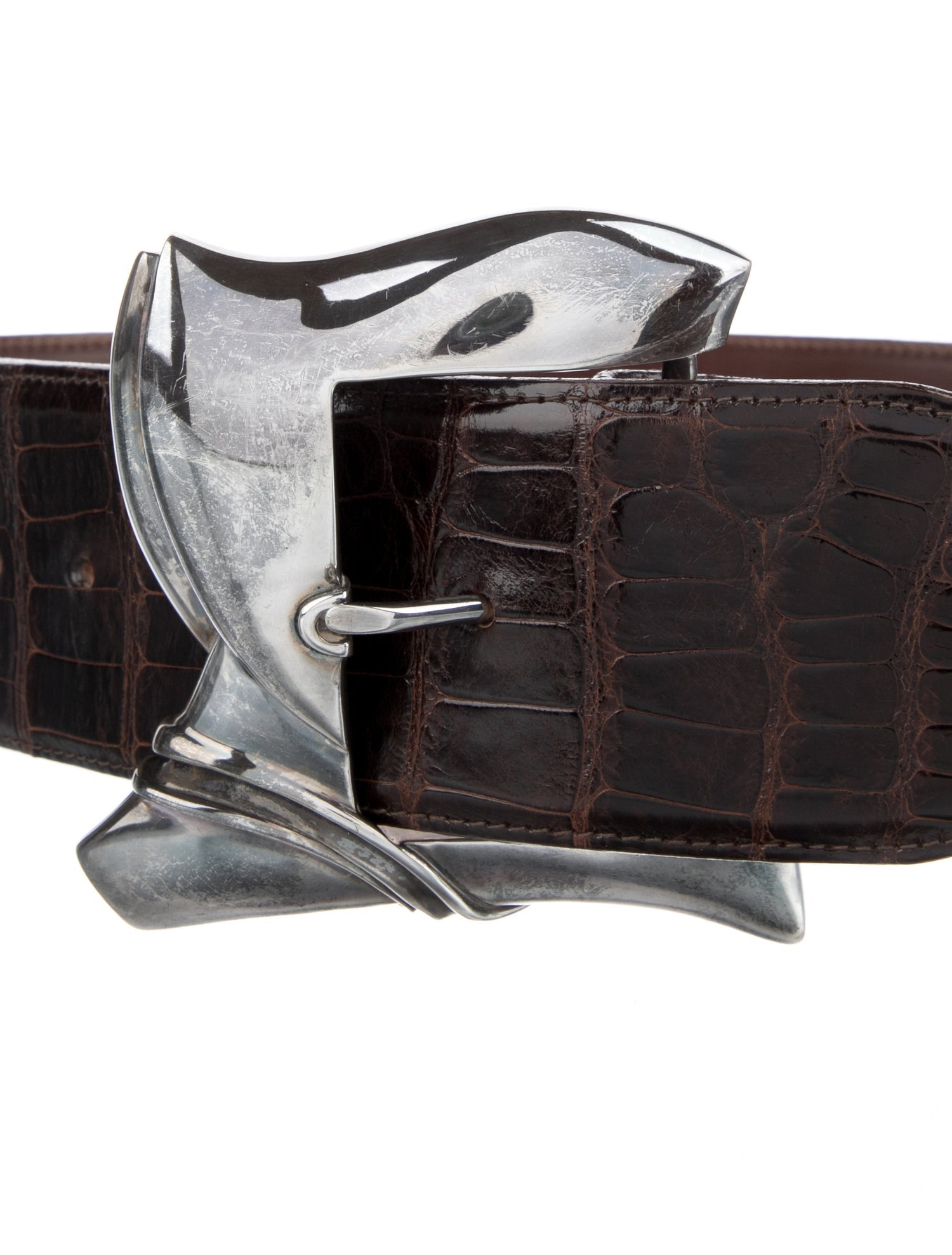 Kieselstein-Cord Wide Alligator Waist Belt