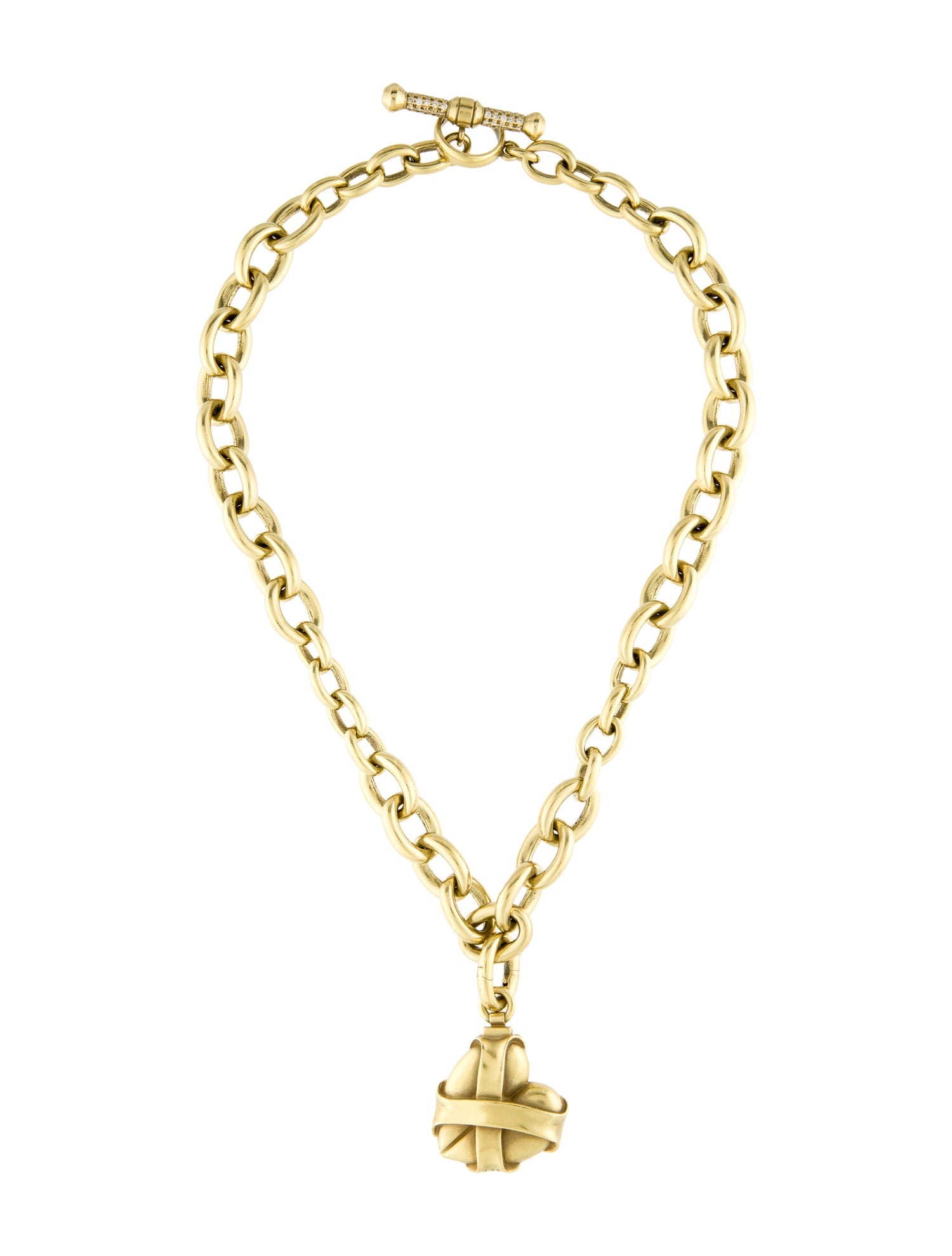 Kieselstein-Cord Vintage 18K Diamond Wrapped Heart Pendant Necklace