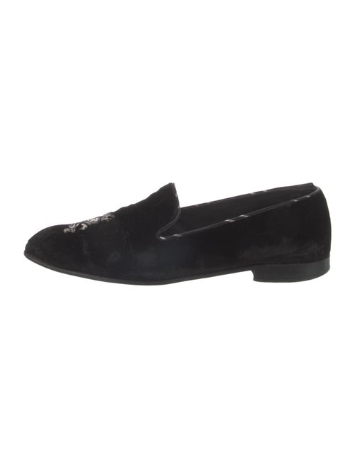 Barker Black Velvet Embroidered Accent Loafers