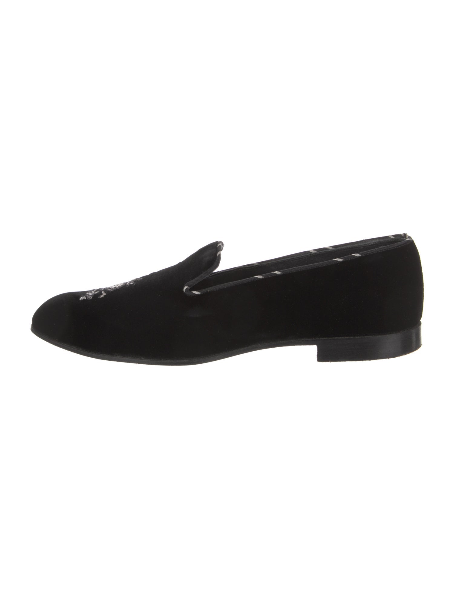 Barker Black Velvet Embroidered Accent Monk Straps