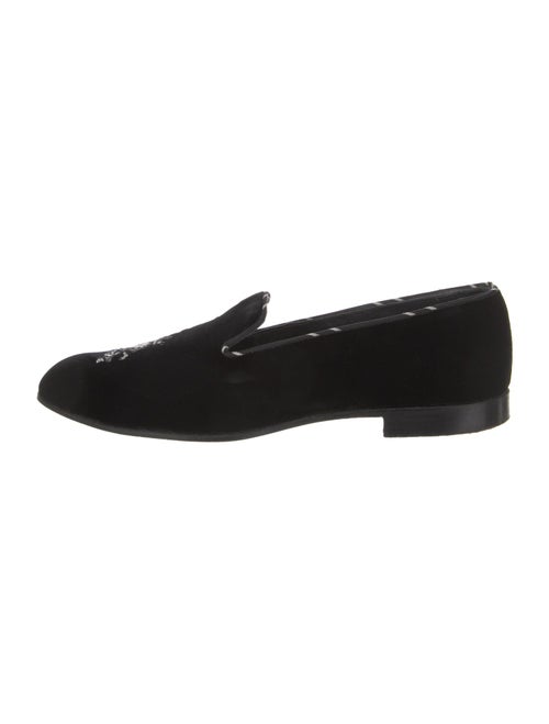 Barker Black Velvet Embroidered Accent Monk Straps