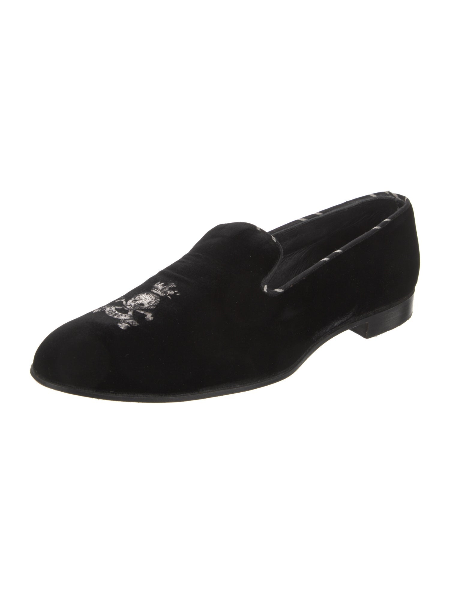 Barker Black Velvet Embroidered Accent Monk Straps