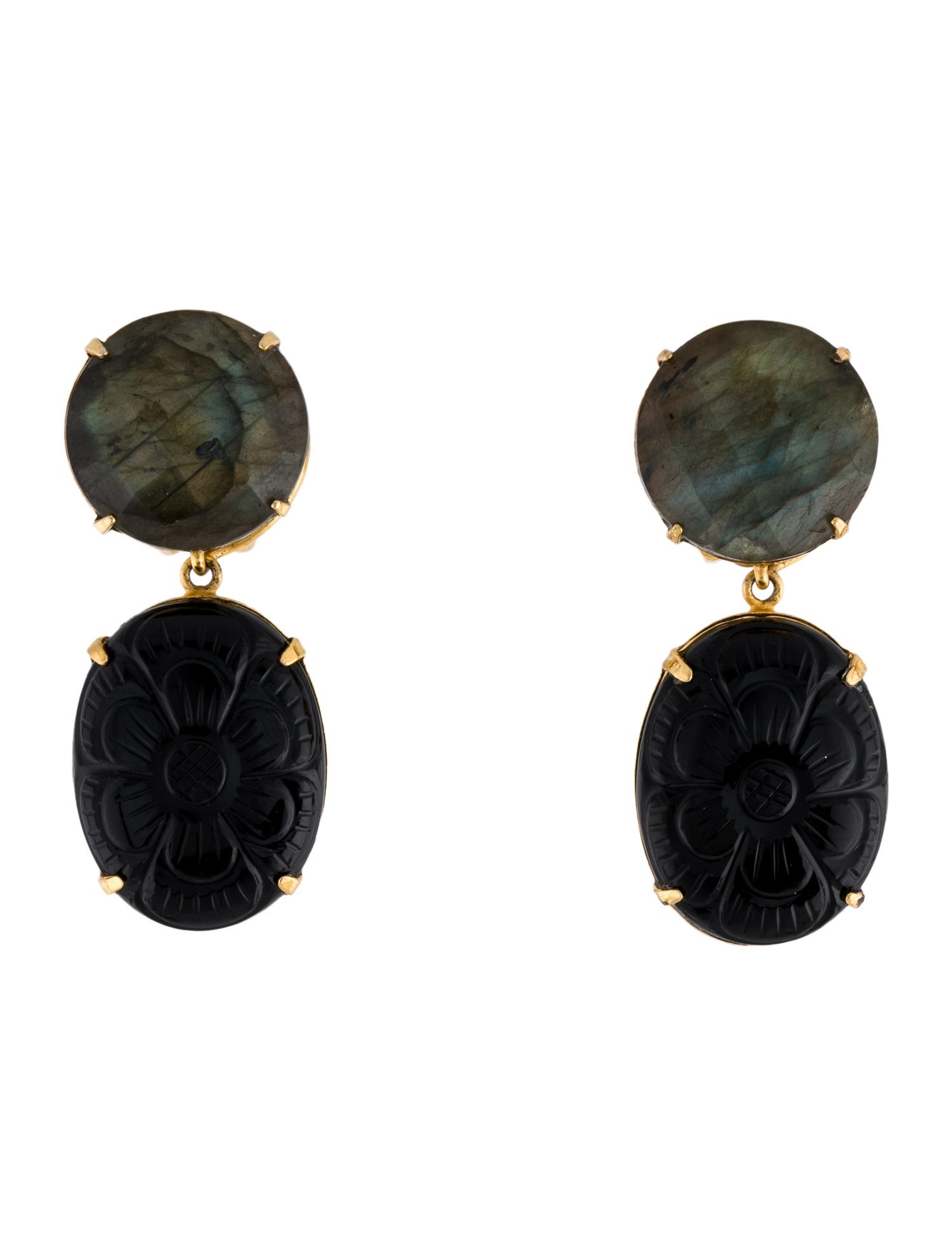 Bounkit Multistone Drop Clip-On Earrings