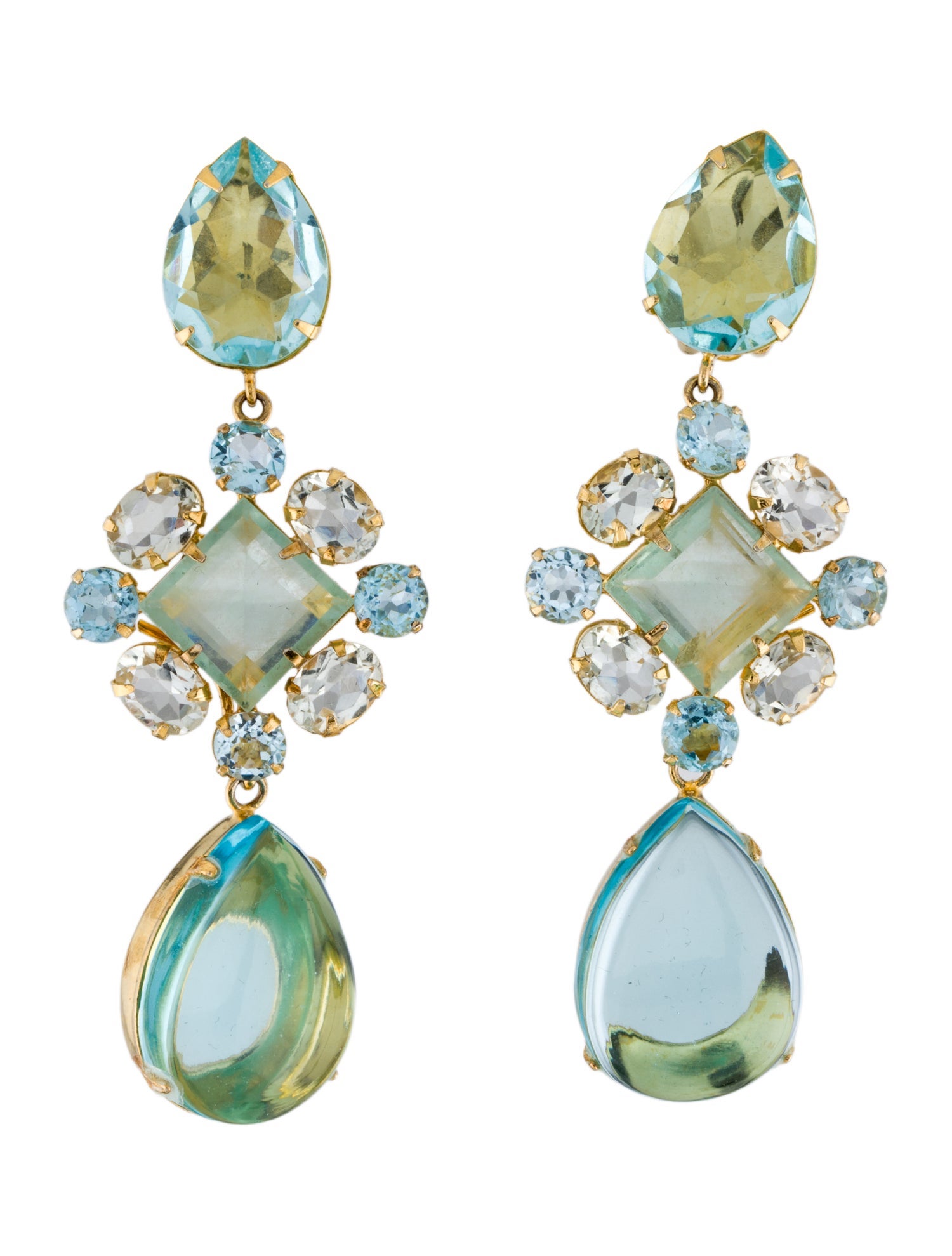 【ROXANNE ASSOULIN】Drop gold-tone crystal clip earrings Roxanne Assoulin Crystal Drop Earrings - Gold-Tone Metal