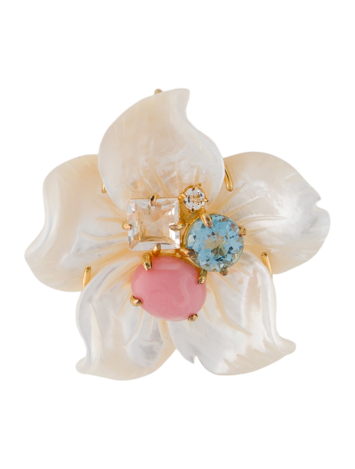 Bounkit Mother Of Pearl & Multistone Bridget Pendant Brooch