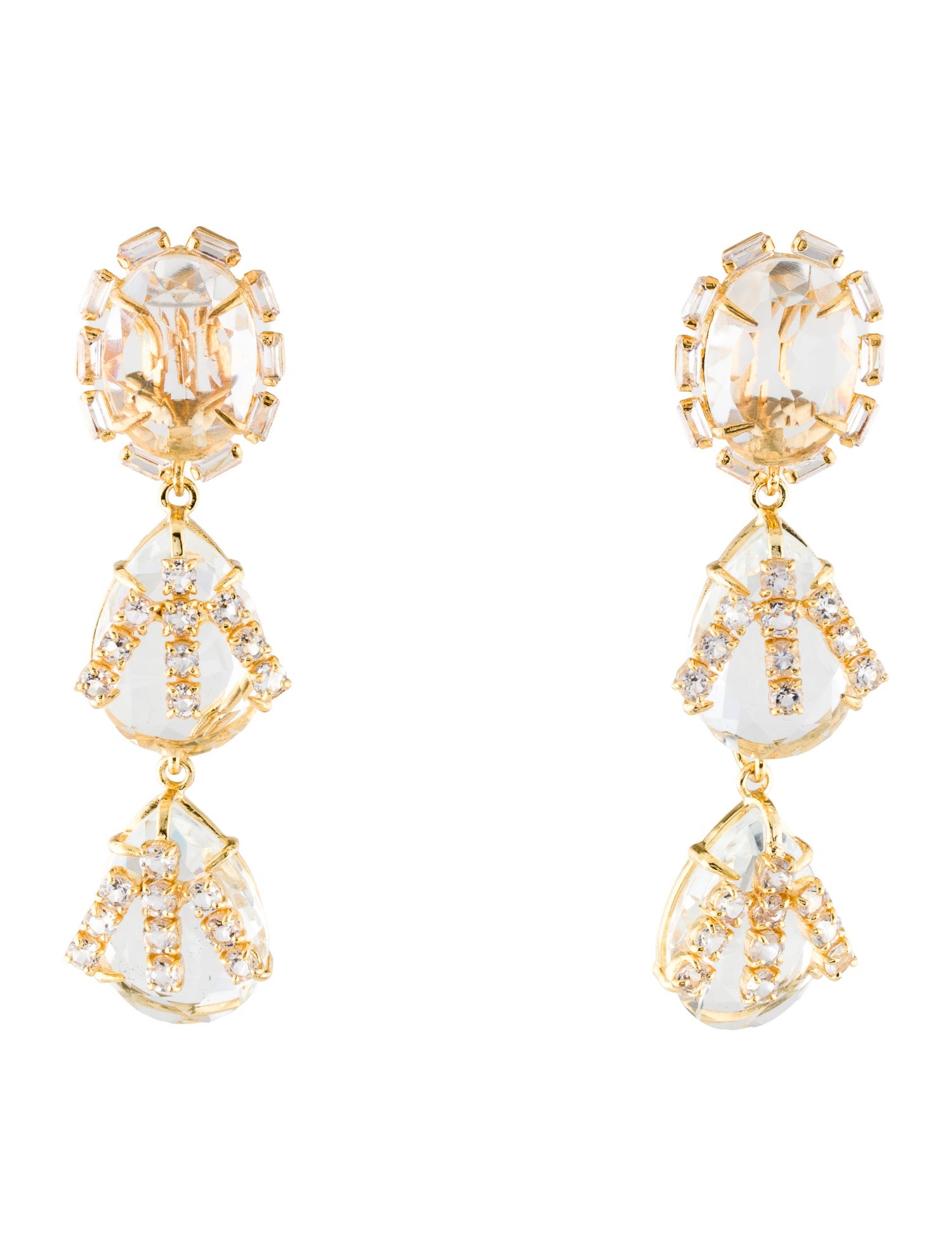 Bounkit Crystal & Stone Laura Drop Earrings