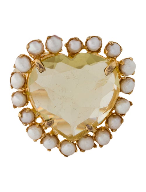 Bounkit Pearl Heart Clarissa Cocktail Ring
