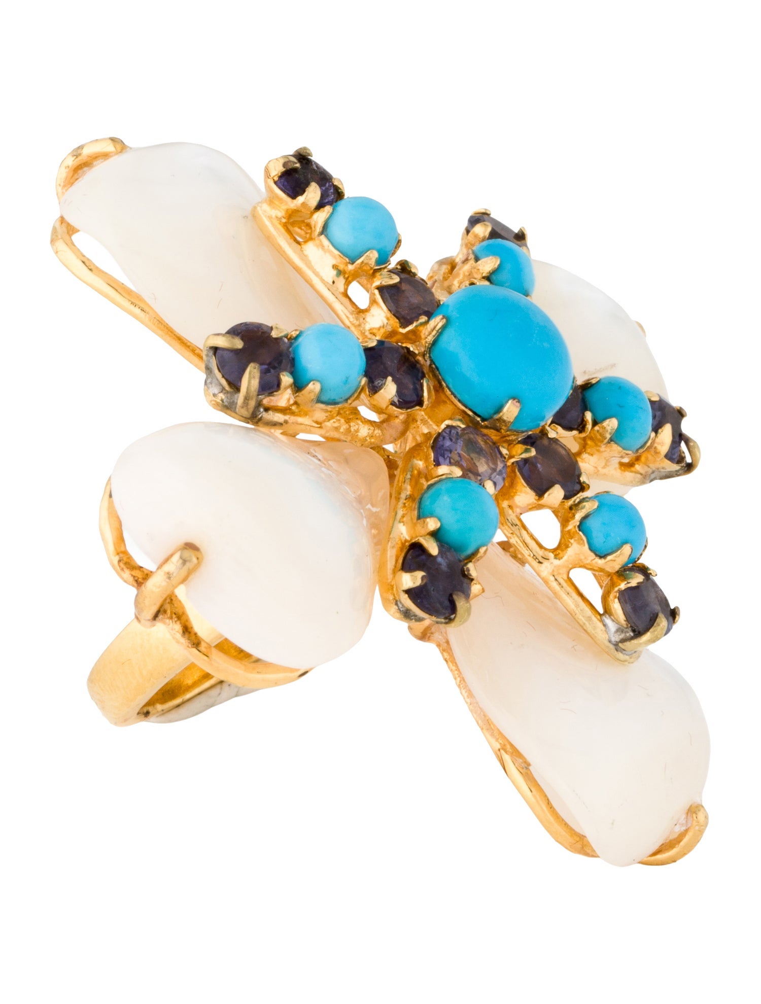 Bounkit Mother of Pearl & Stone Cocktail Ring