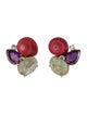 Bounkit Stone & Shell Stud Earrings