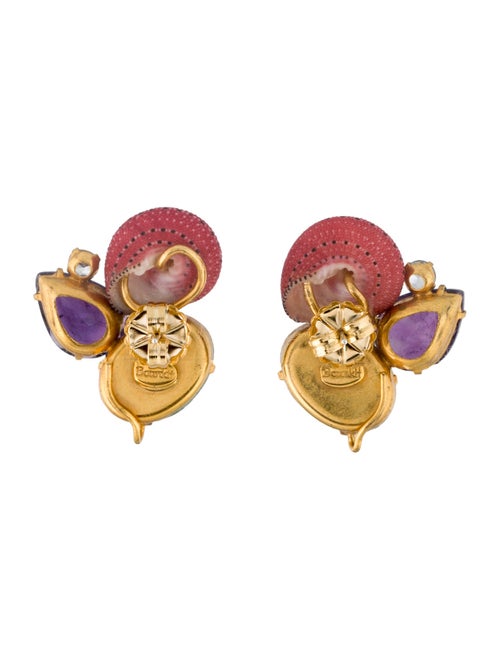 Bounkit Stone & Shell Stud Earrings