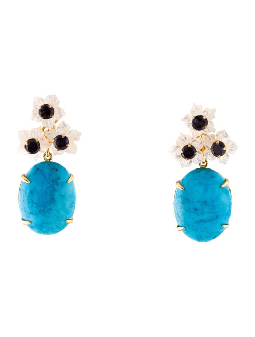 Bounkit Mother of Pearl & Stone Drop Earrings