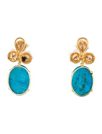 Bounkit Mother of Pearl & Stone Drop Earrings