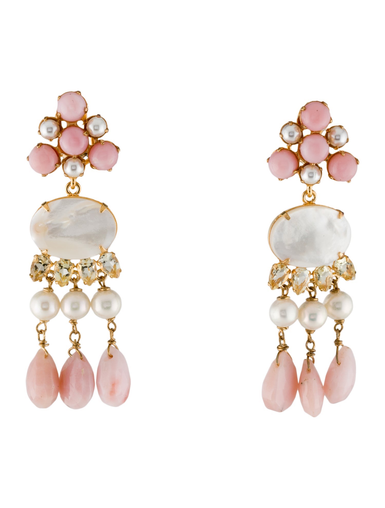 Bounkit Mother of Pearl & Stone Flavia Drop Earrings