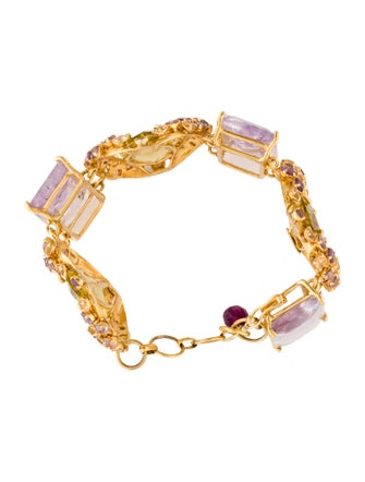 Bounkit Crystal Round & Multi Stone Link Bracelet