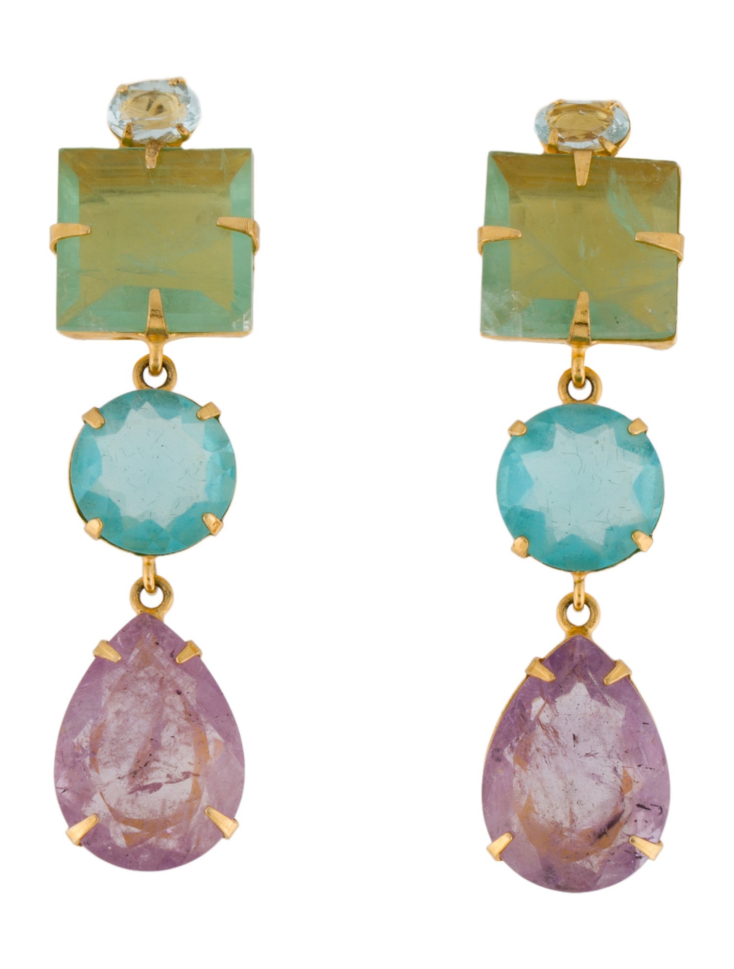 Bounkit Multi-Stone Drop Clip-On Earrings