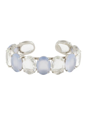 Bounkit Dyed Chalcedony & Quartz 'Darla' Cuff Bracelet