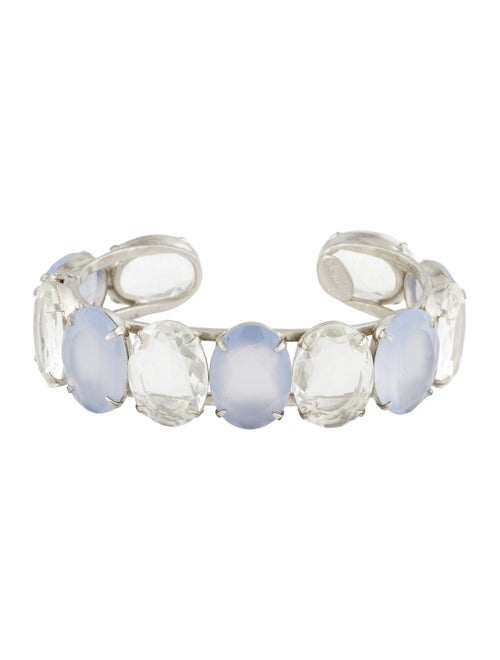 Bounkit Dyed Chalcedony & Quartz 'Darla' Cuff Bracelet