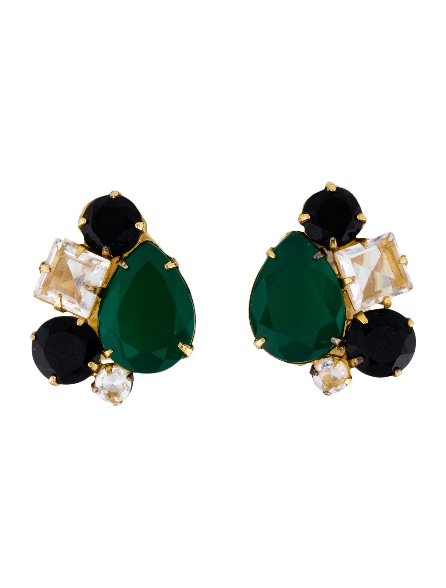 Bounkit Multistone Stud Clip-On Earrings