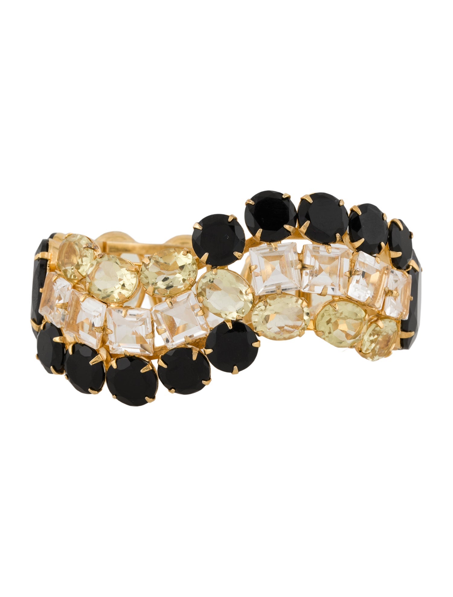 Bounkit Multicolor Stone Curved Hinged Cuff Bracelet