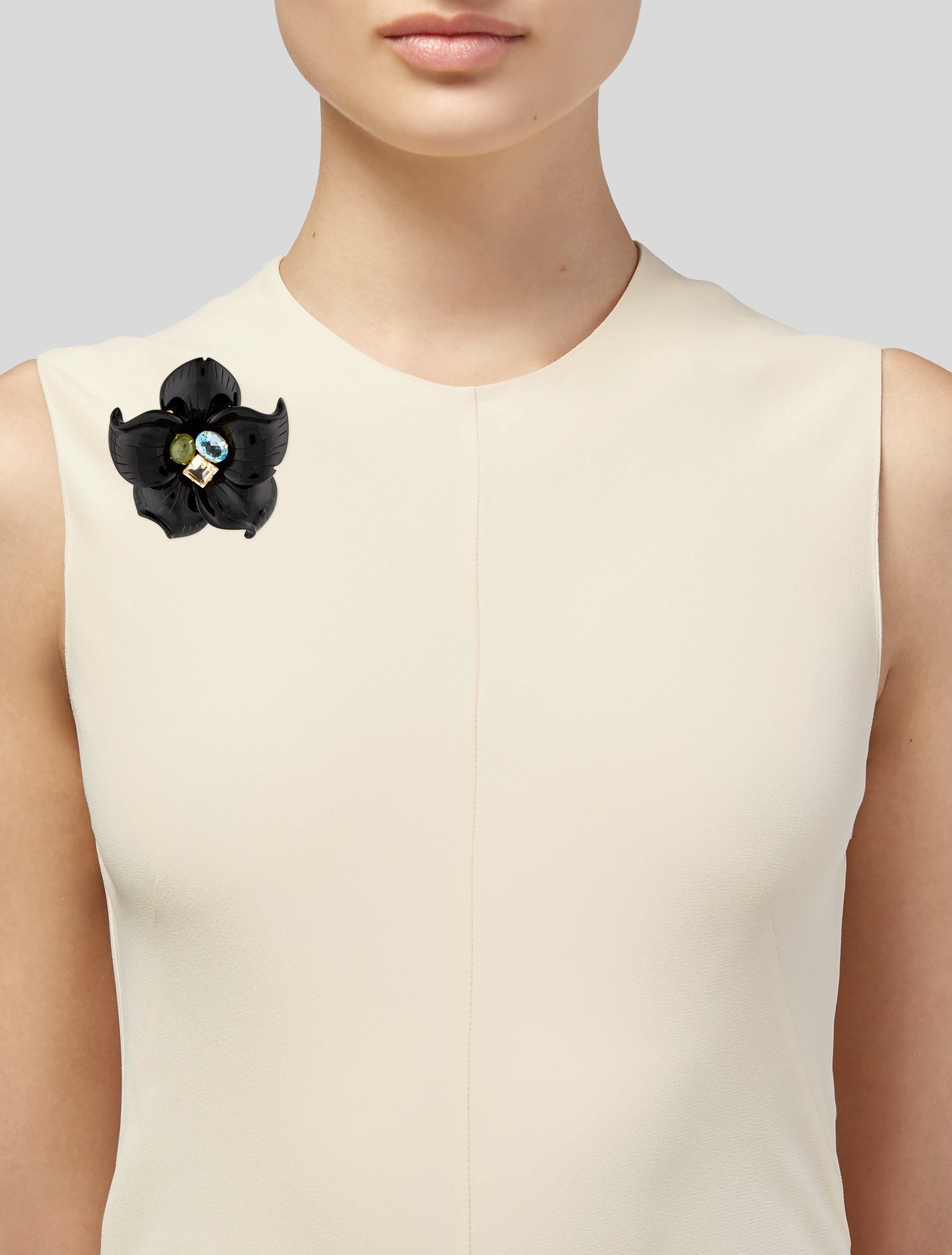 Bounkit Glass, Stone & Crystal Floral Brooch
