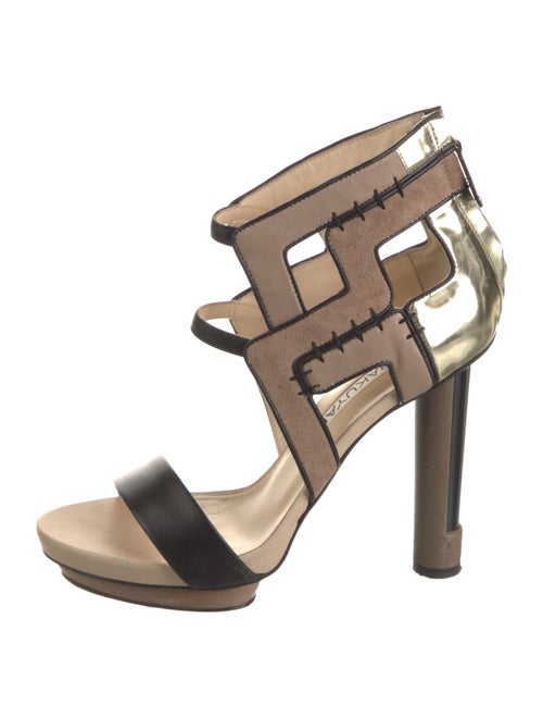 Burak Uyan Leather Colorblock Pattern Sandals