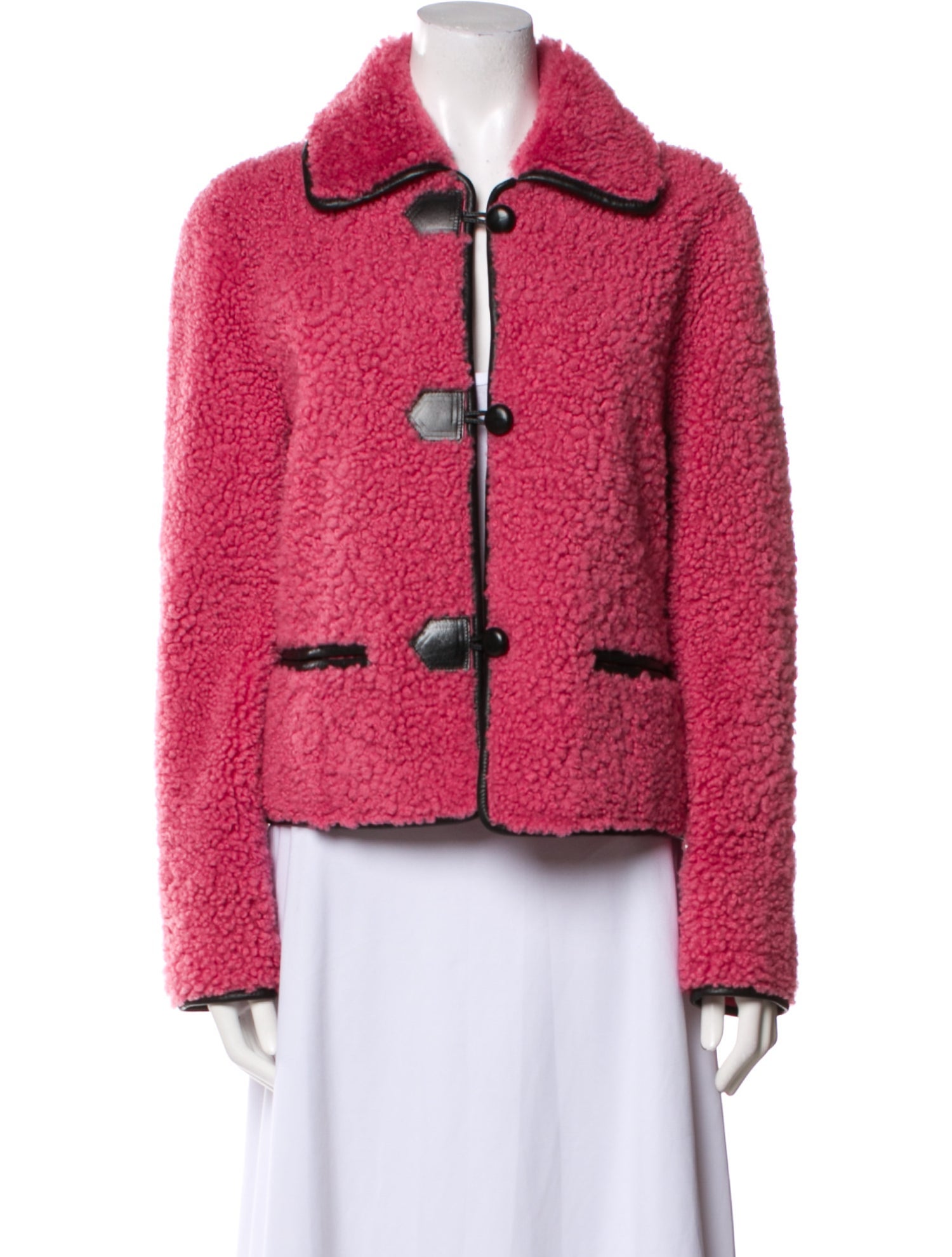 Blancha Merino Wool Colorblock Pattern Faux Fur Jacket
