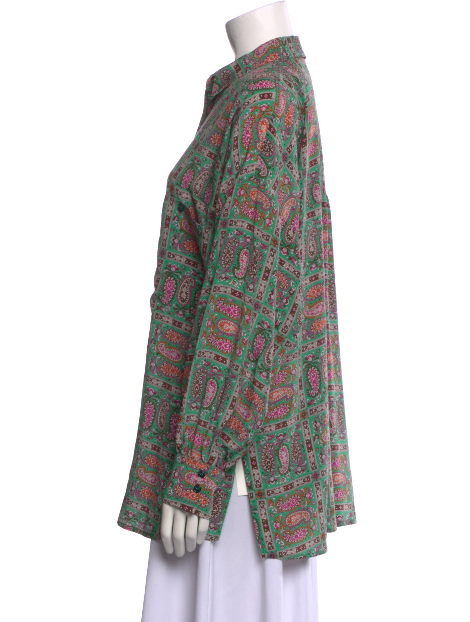 Barbara Lohmann Silk Paisley Print Button-Up Top