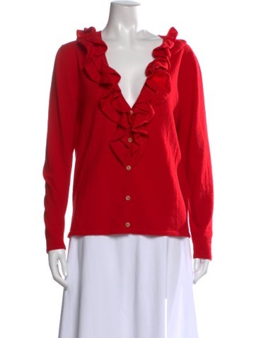 Pre-owned Barbara Lohmann Cashmere V-neck Sweater In Red