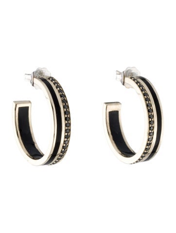 Bleecker & Prince Hoop 14K Enamel Diamond Earrings